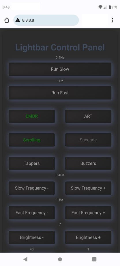 EMDR Lightbar.  Stand alone remote control or Wi-Fi operation option.